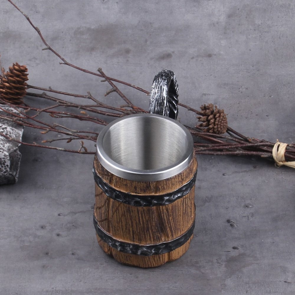Feasting Wood and Iron Viking Tankard