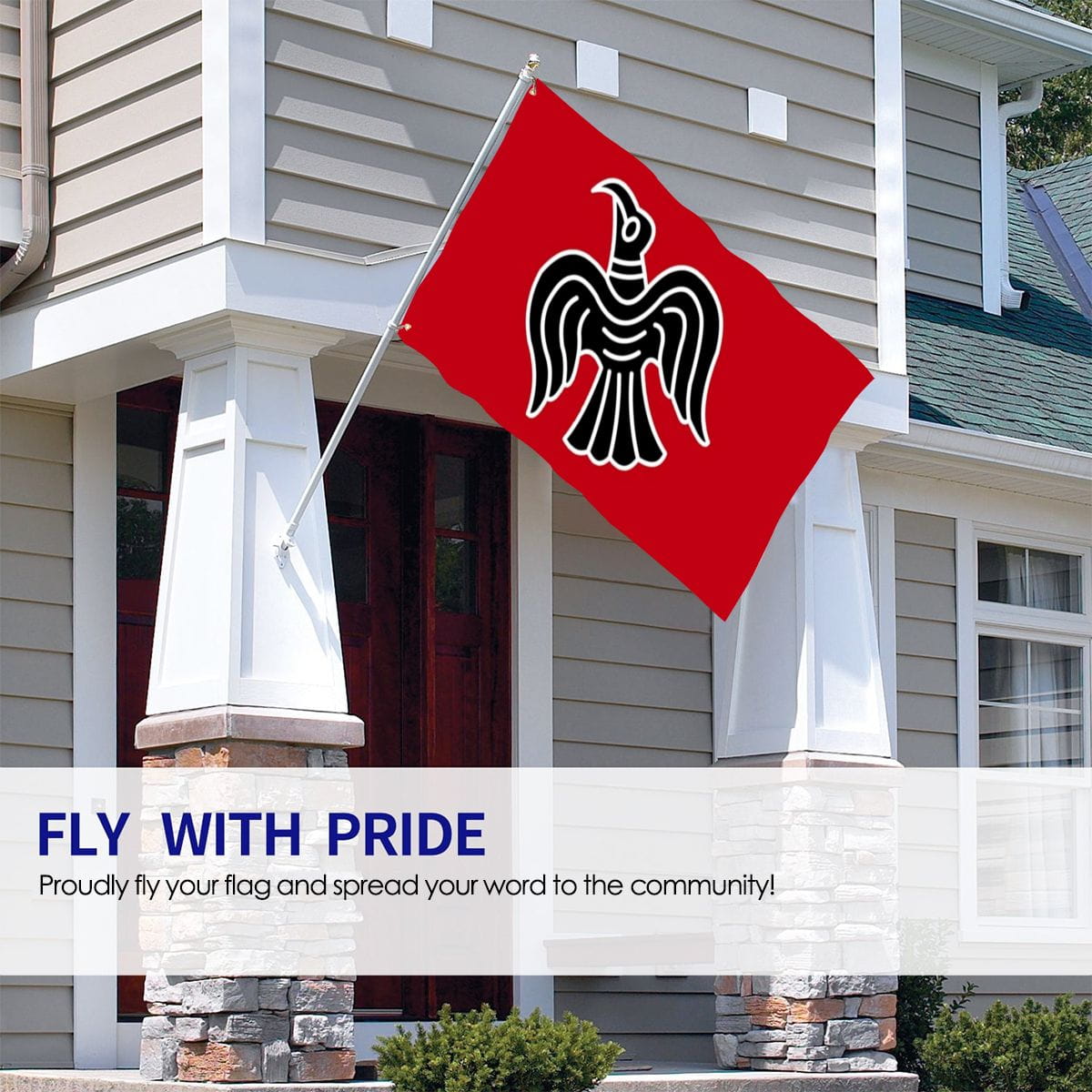 Viking Raven Banner Flag - Red