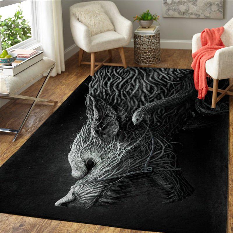 Viking Non-Slip Living Room Mat Wolf 3D Printed Carpet
