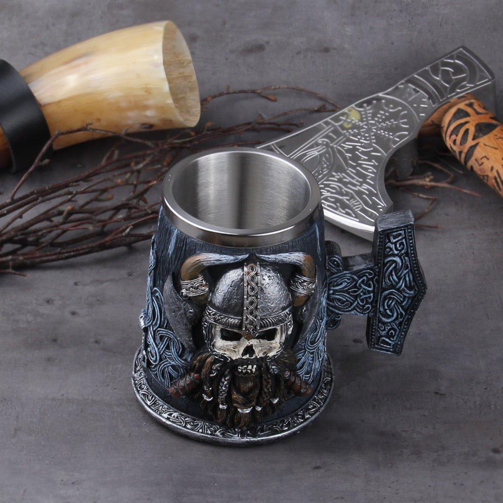 Viking Lover Feasting Tankard Warrior Skull Norse Decor