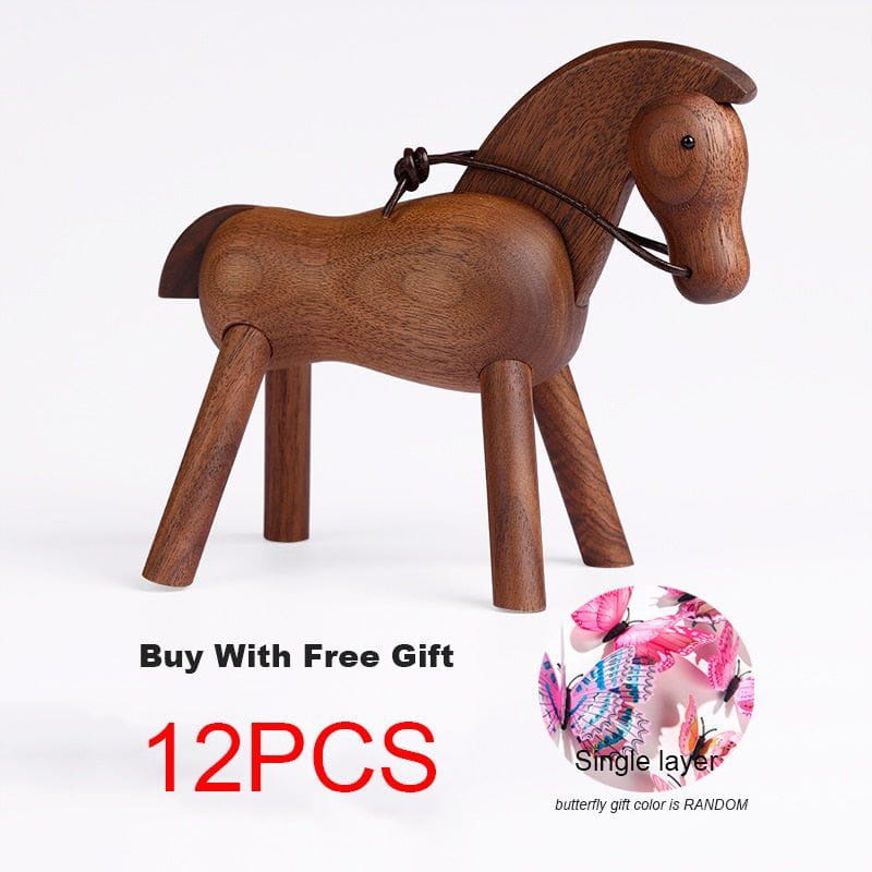 Walnut Viking Horse Toys - Norse Decor