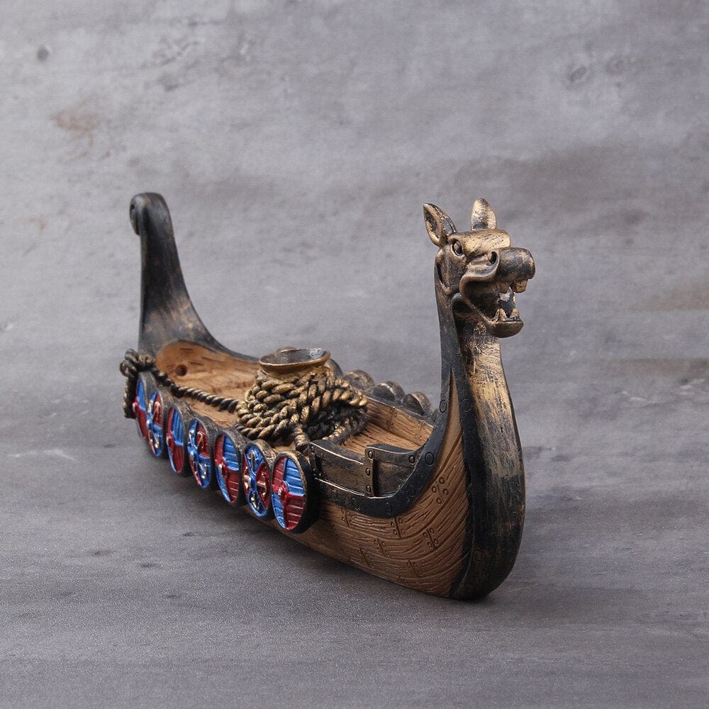 Replica Drakkar Viking Warship Incense Burner Stand Norse Decor