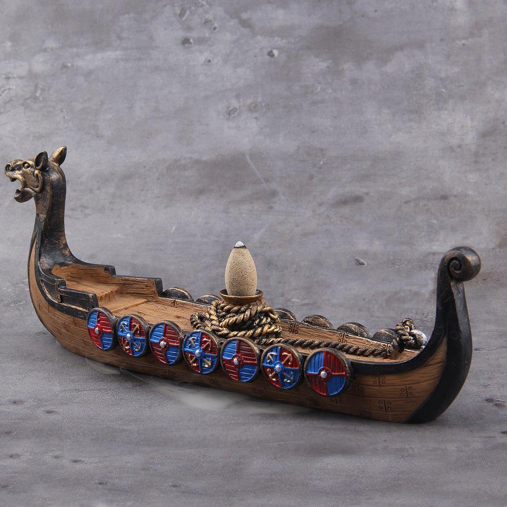 Replica Drakkar Viking Warship Incense Burner Stand Norse Decor