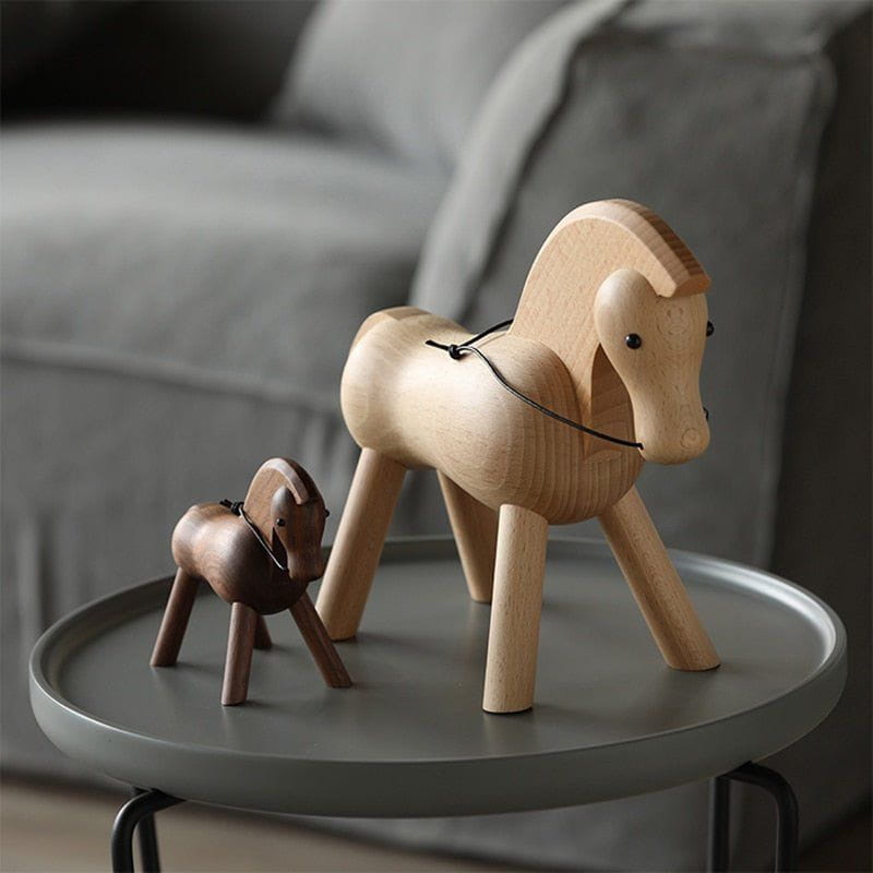 Walnut Viking Horse Toys - Norse Decor