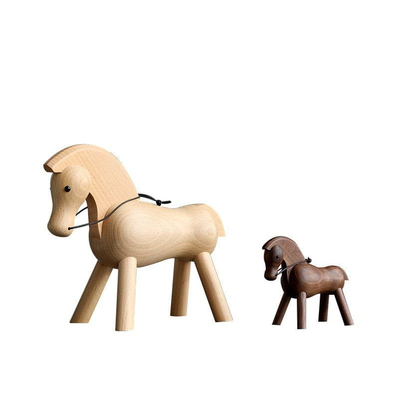 Walnut Viking Horse Toys - Norse Decor