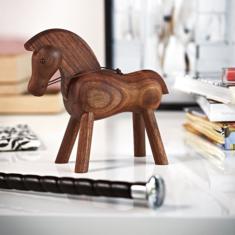 Walnut Viking Horse Toys - Norse Decor