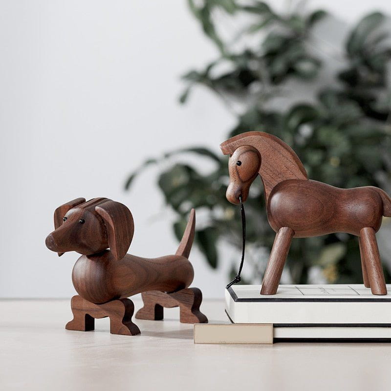 Walnut Viking Horse Toys - Norse Decor