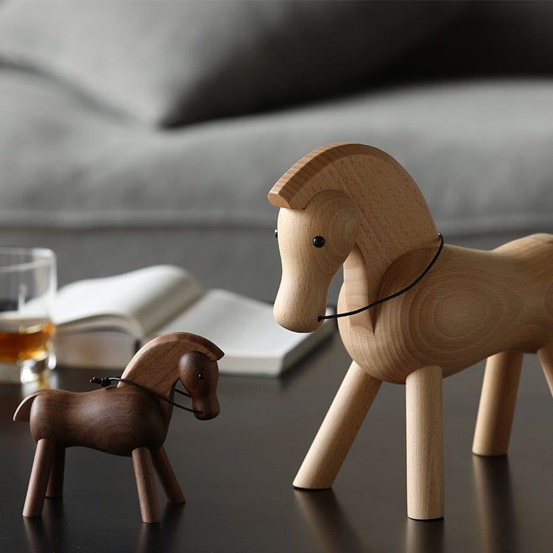 Walnut Viking Horse Toys - Norse Decor