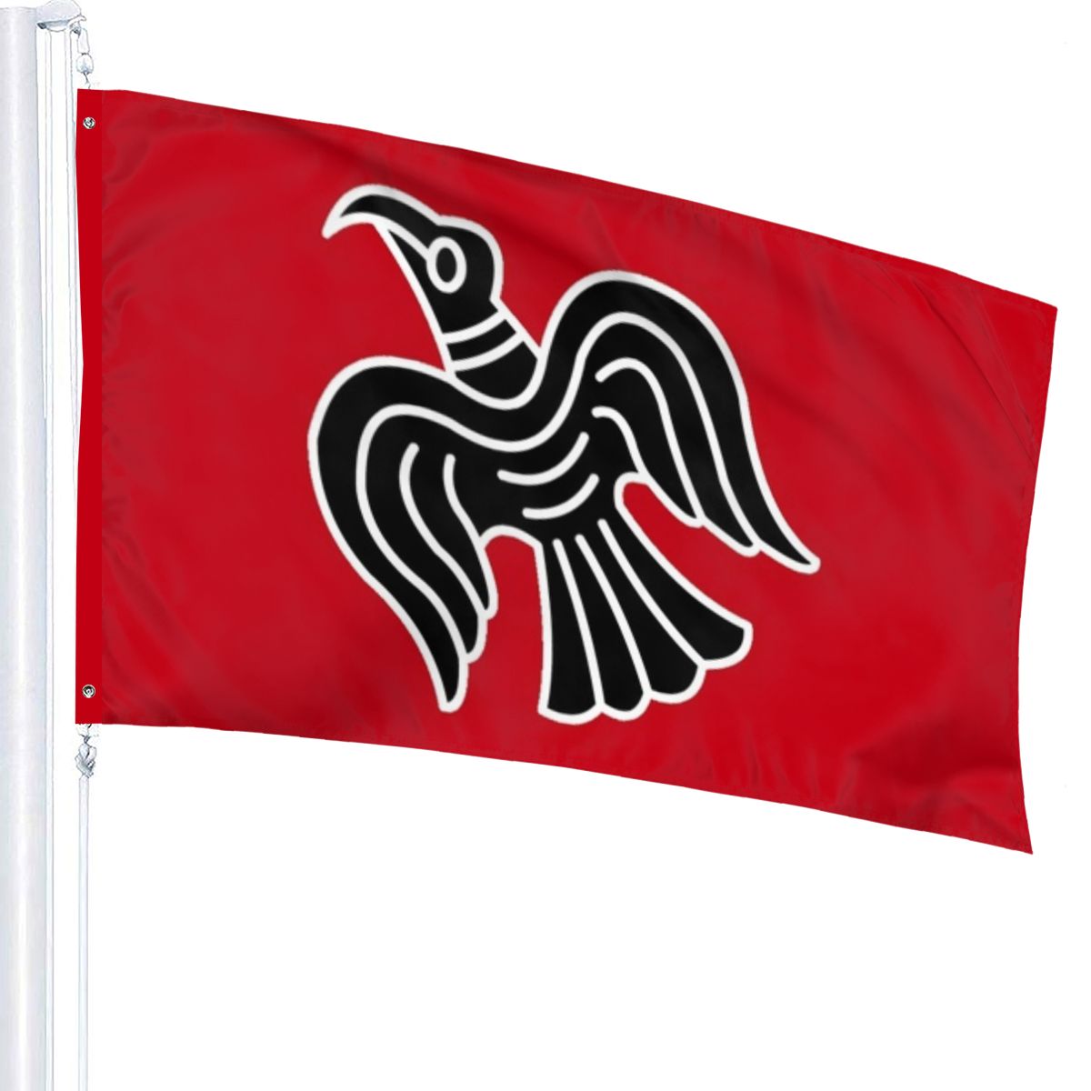 Viking Raven Banner Flag - Red