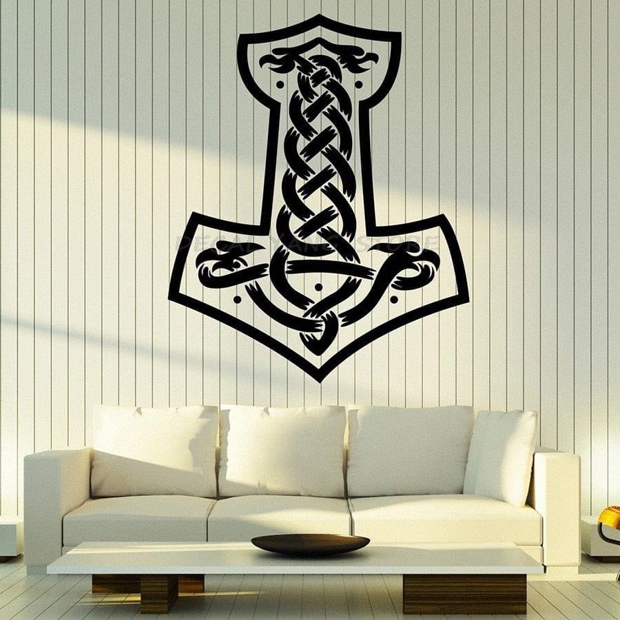 Mjolnir Hammer of Thor Knotwork Wall Decal Viking Decor