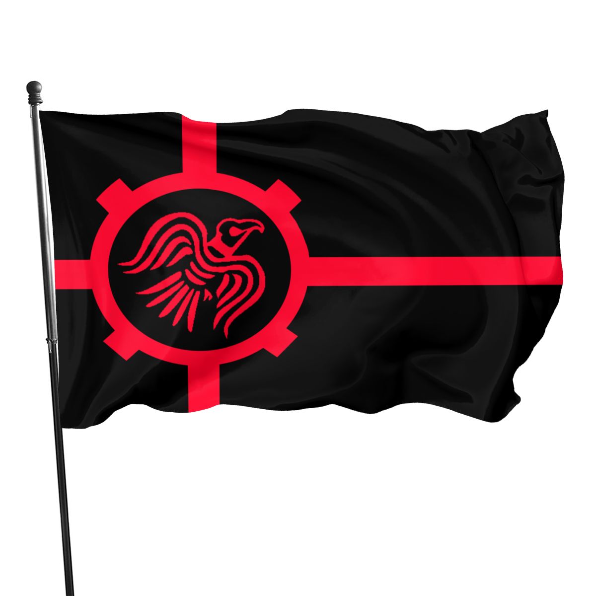 Viking Black Raven in Cross Banner Flag