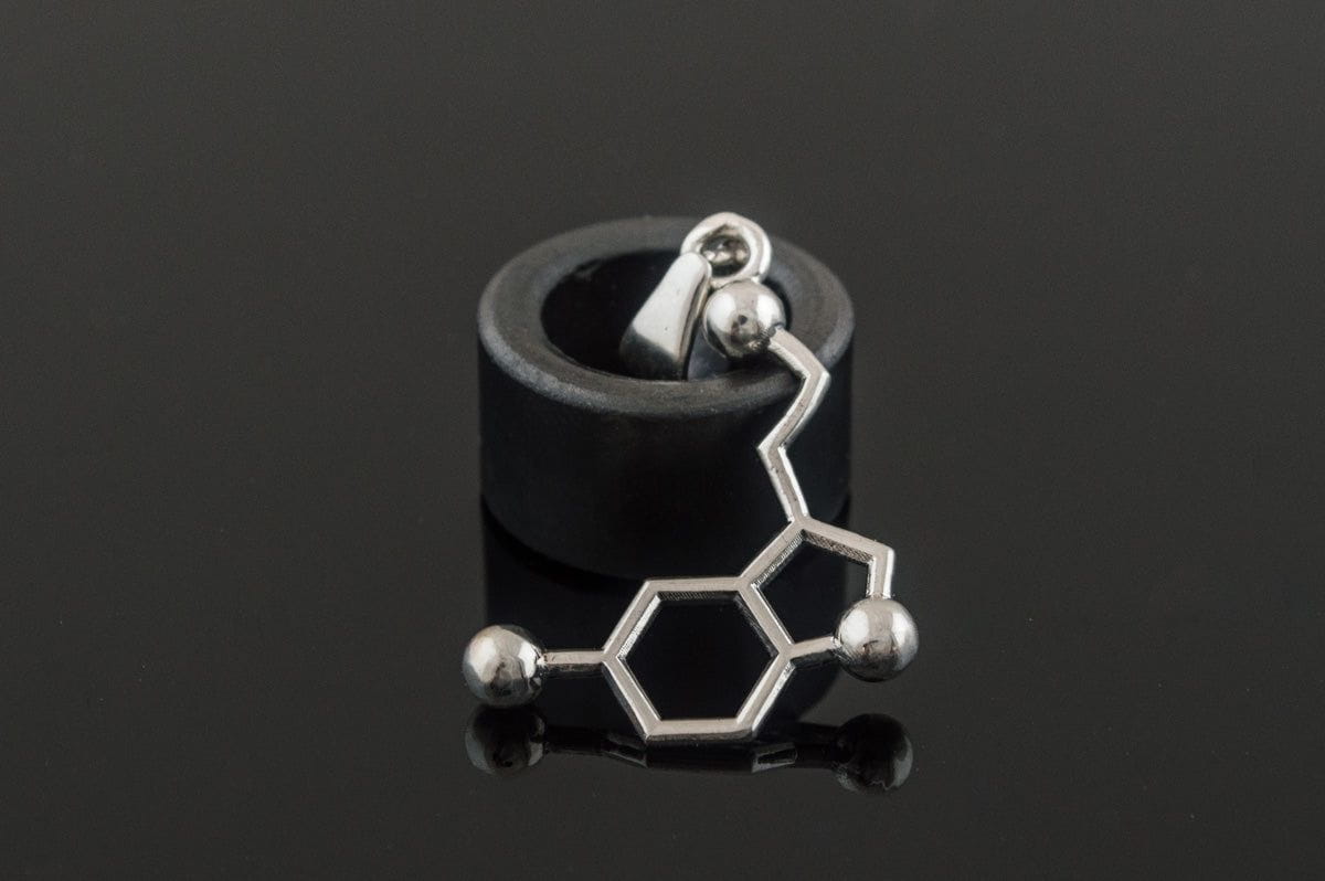 Serotonin Symbol Pendant Sterling Silver Handmade Jewelry