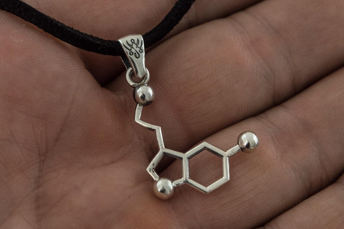 Serotonin Symbol Pendant Sterling Silver Handmade Jewelry