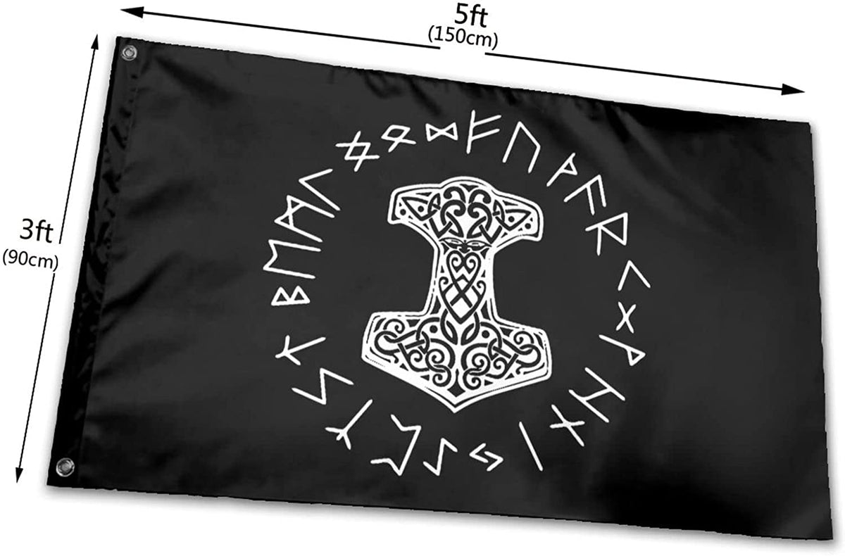 Viking Thor&#39;s Hammer ( Mjolnir) Banner Flag