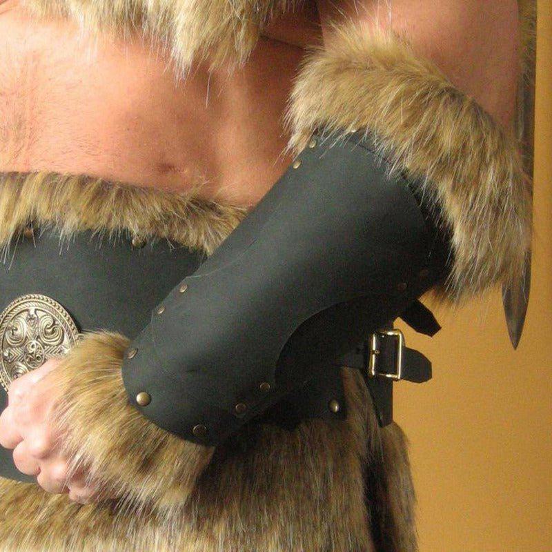 Viking Leather Bracer with Fur