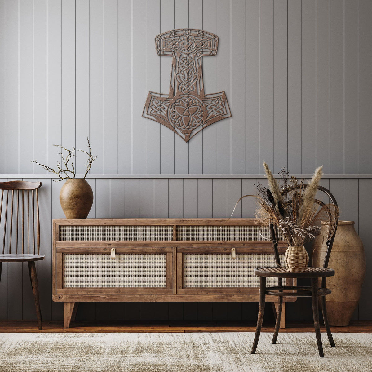 Thor&#39;s Hammer Mjolnir Metal Wall Sign