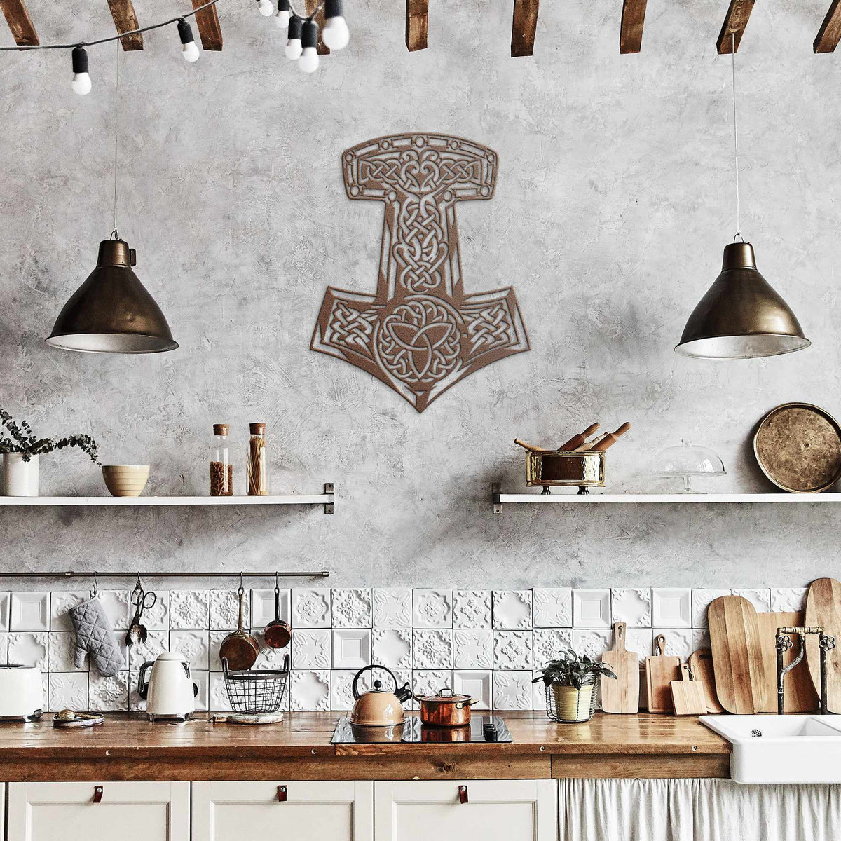 Thor&#39;s Hammer Mjolnir Metal Wall Sign