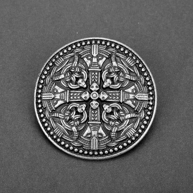 Vintage Round Viking Pin Brooches