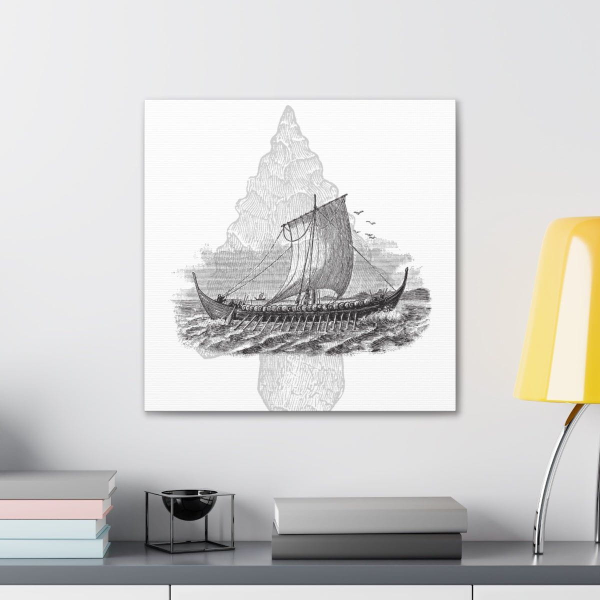 Viking Drakkar Minimalist Scandinavian Canvas - Ready to Hang - Viking Wall Art