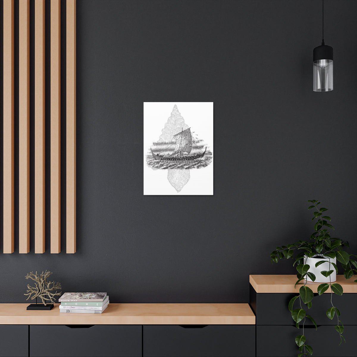 Viking Drakkar Minimalist Scandinavian Canvas - Ready to Hang - Viking Wall Art