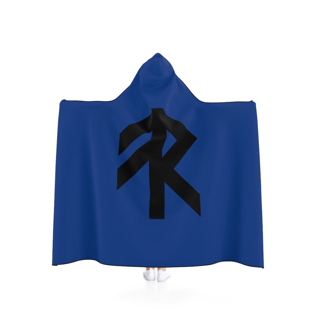 Blue Viking Energy Rune Symbol Hooded Blanket