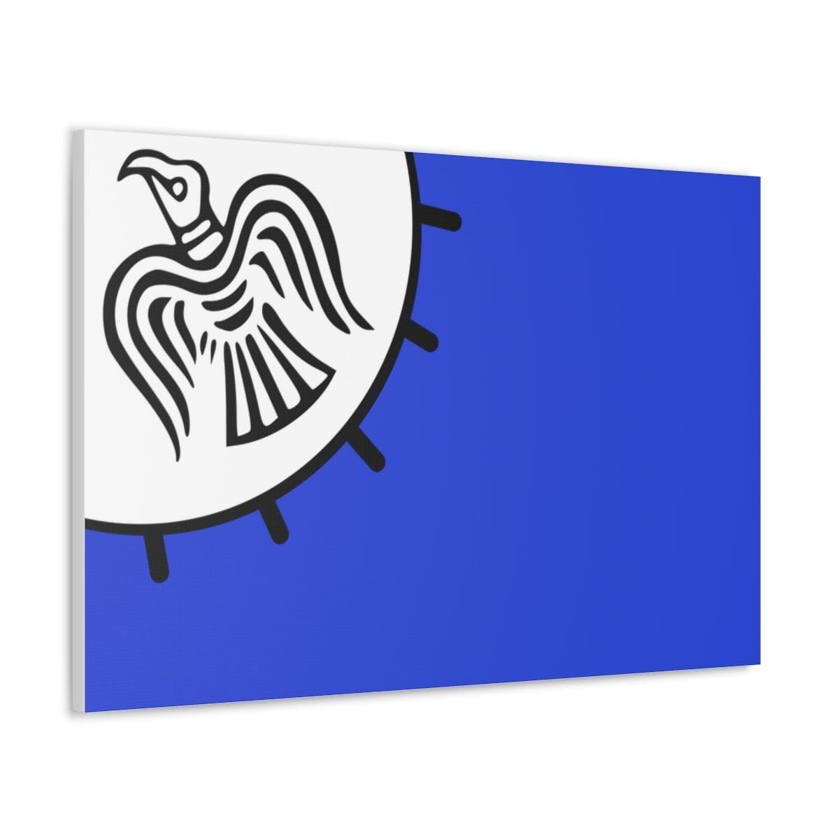 Viking Art on Canvas - Odin&#39;s Raven on White background on Blue Banner