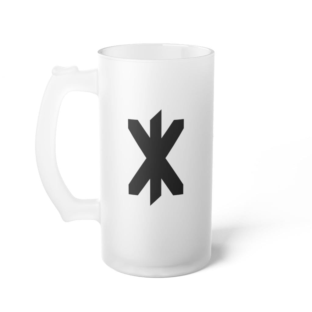 Viking Strength Rune Frosted Glass Beer Mug