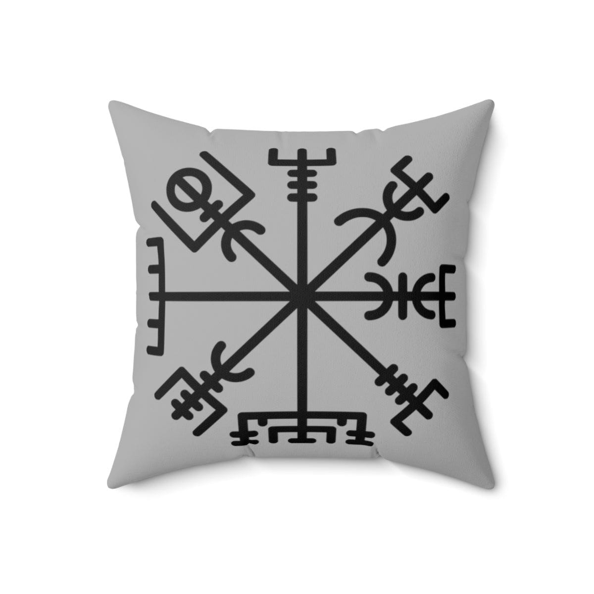 Gray Viking Vegvisir Rune Symbol Cushion