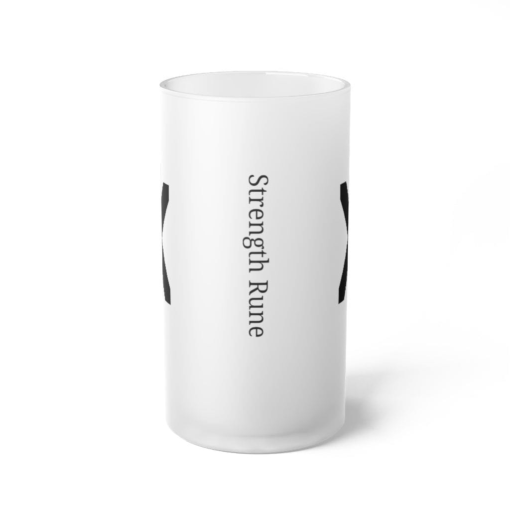 Viking Strength Rune Frosted Glass Beer Mug