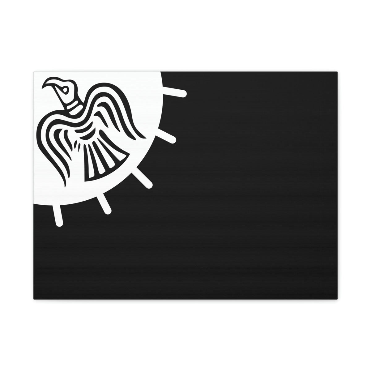Viking Art on Canvas - Odin&#39;s Raven on White background on Black Banner