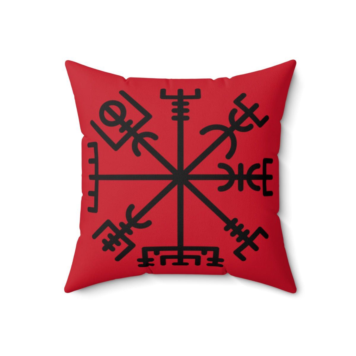 Red Viking Vegvisir Rune Symbol Cushion