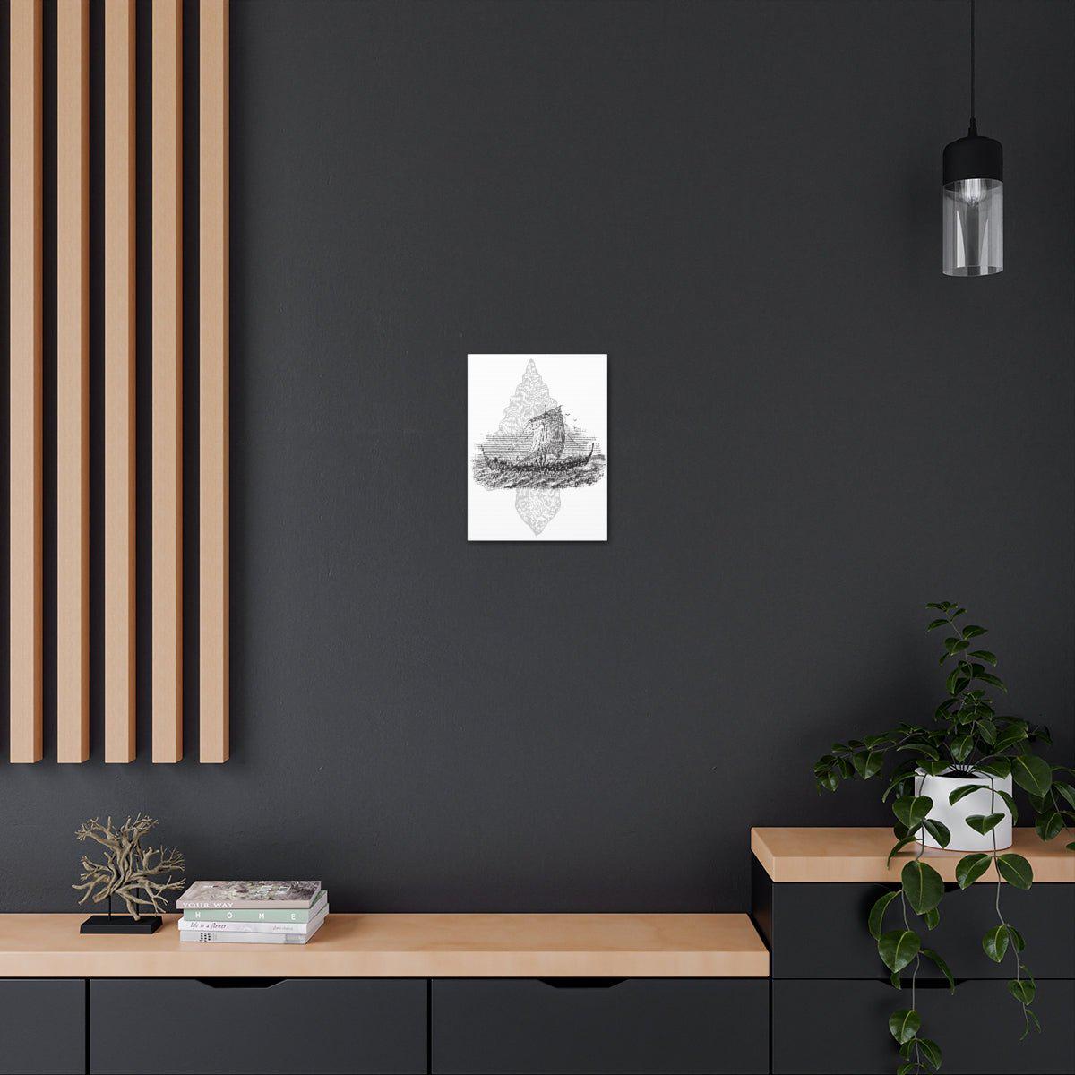 Viking Drakkar Minimalist Scandinavian Canvas - Ready to Hang - Viking Wall Art