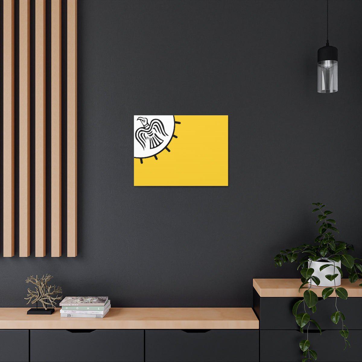 Viking Art on Canvas - Odin&#39;s Raven on White background on Yellow Banner