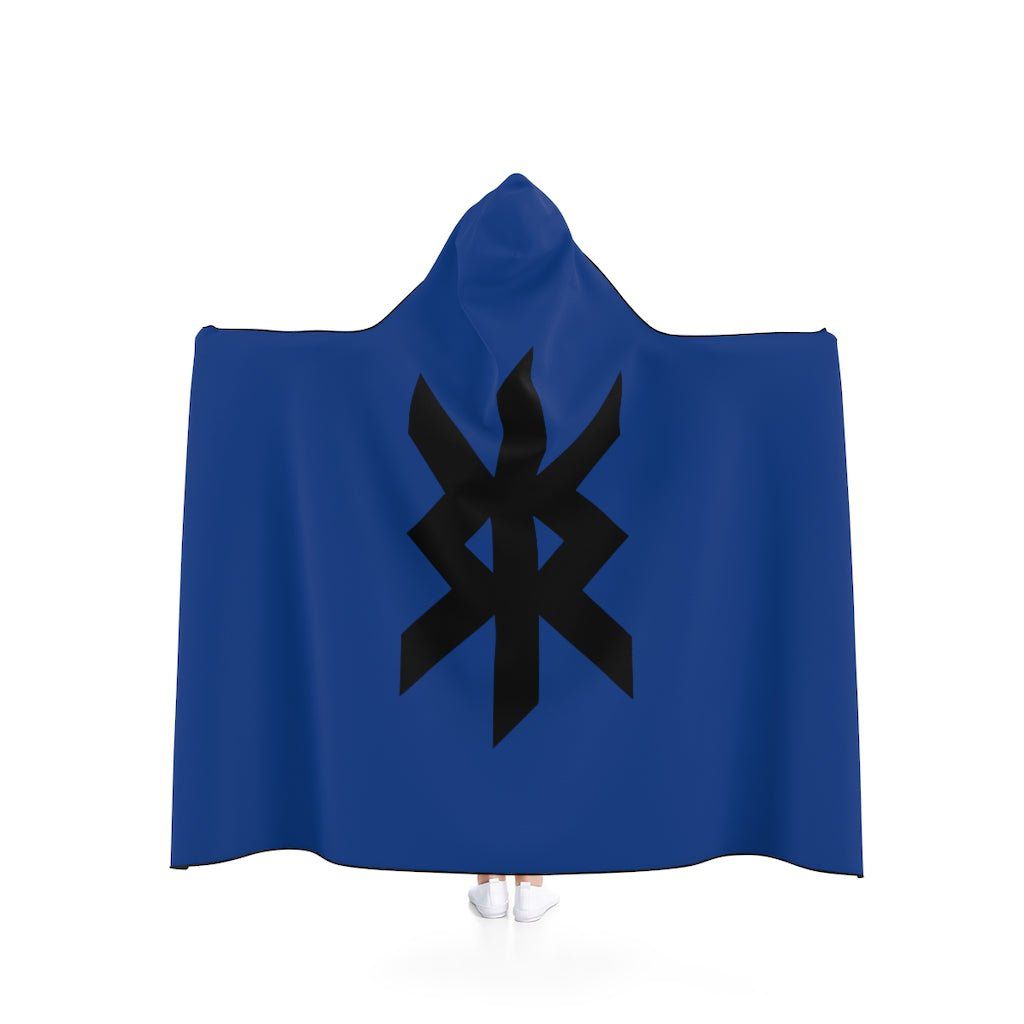 Blue Viking Protection Rune Symbol Hooded Blanket
