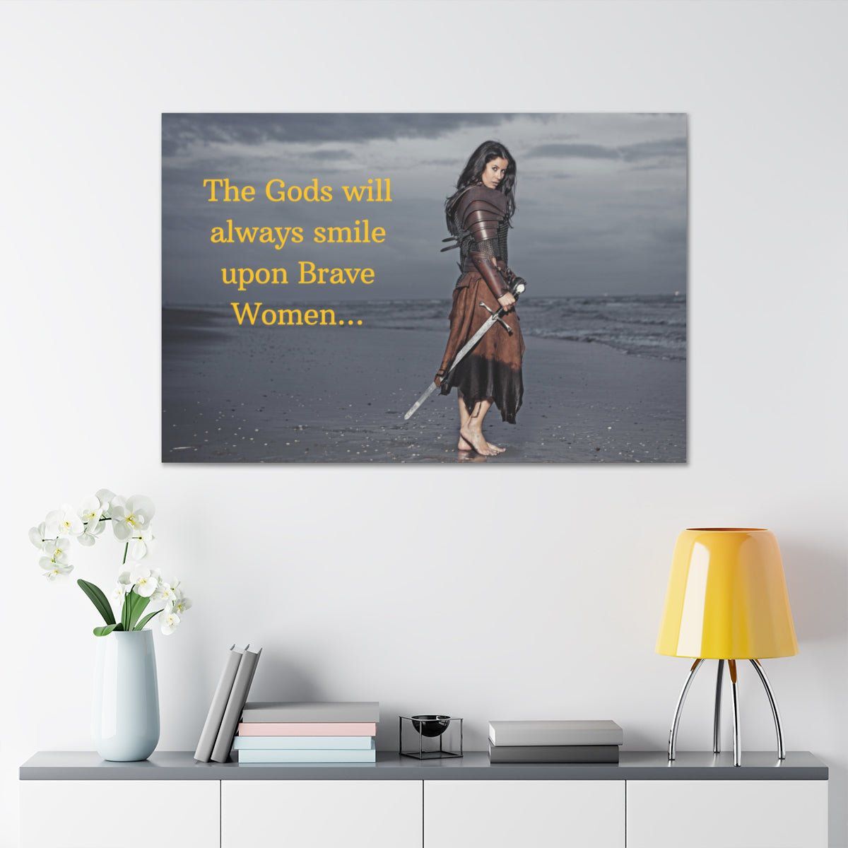Viking Art on Canvas - &quot;The Gods will always smile upon Brave Women&quot;