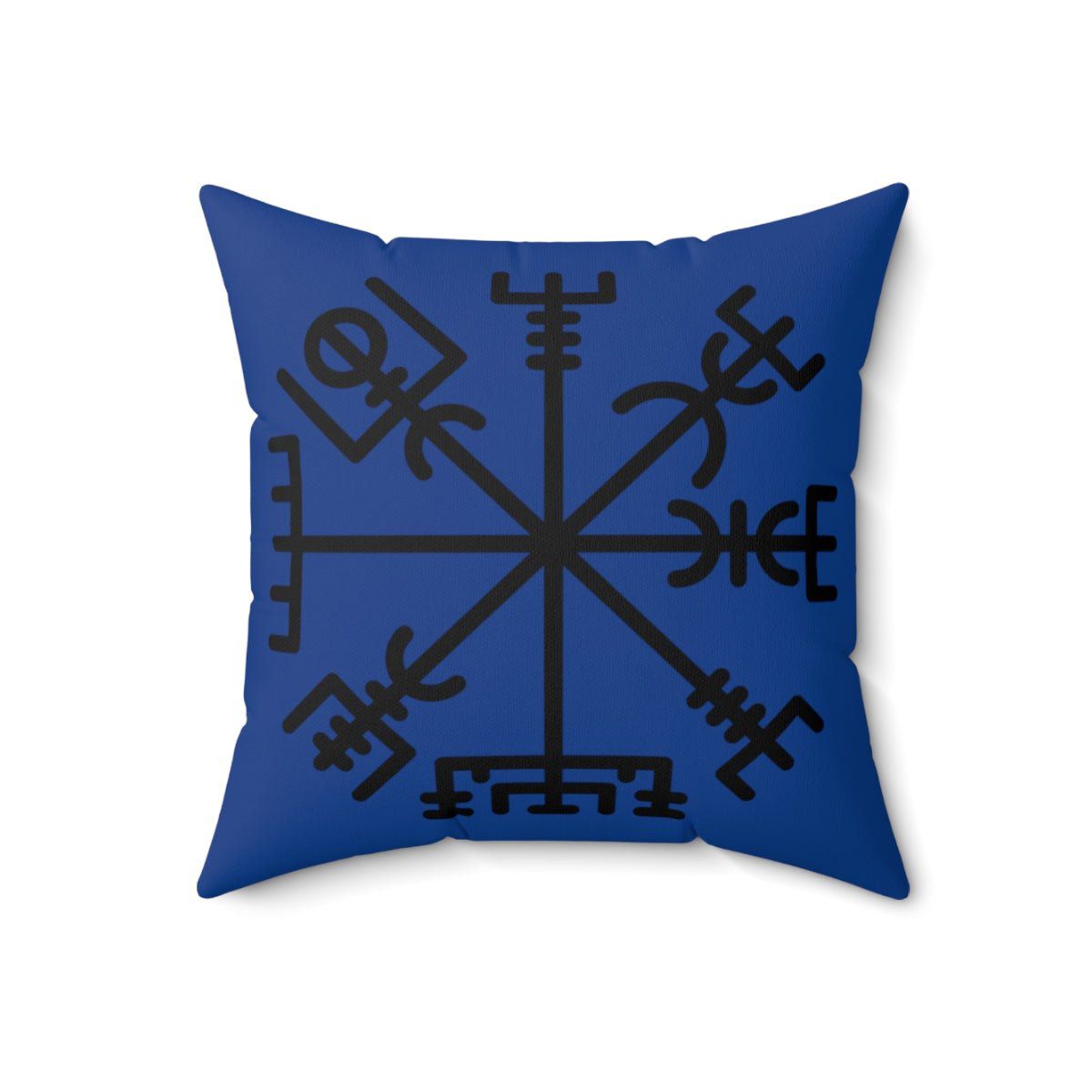 Blue Viking Vegvisir Rune Symbol Cushion