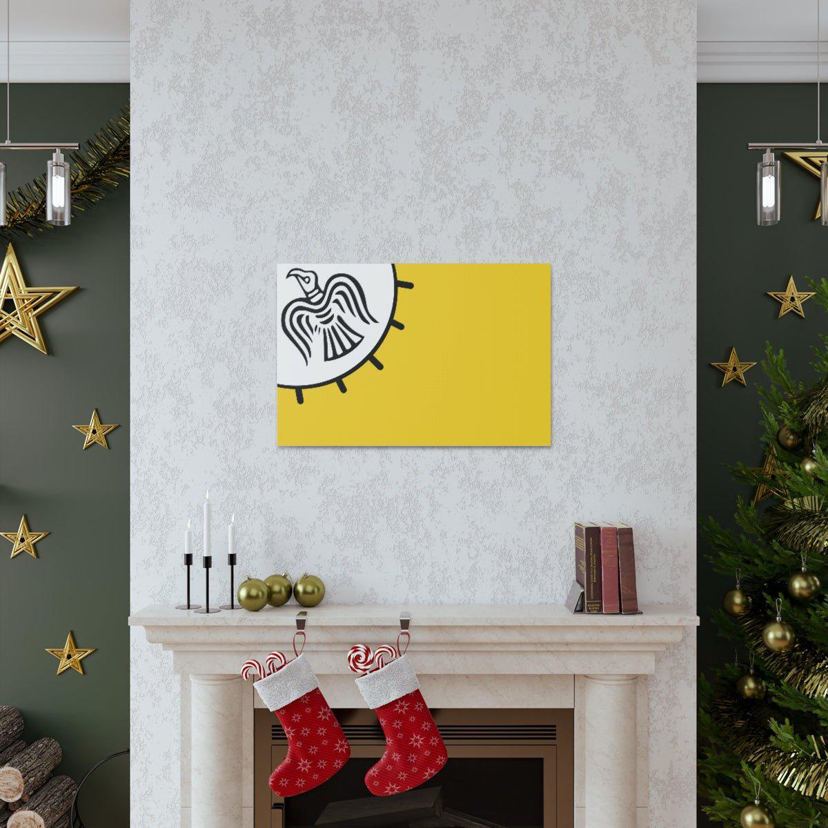 Viking Art on Canvas - Odin&#39;s Raven on White background on Yellow Banner
