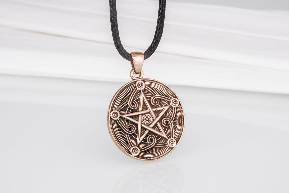 Pentagram Symbol Pendant Bronze Handmade Wicca Jewelry