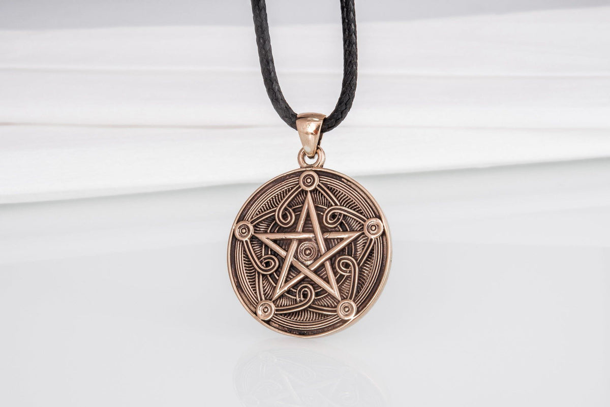 Pentagram Symbol Pendant Bronze Handmade Wicca Jewelry
