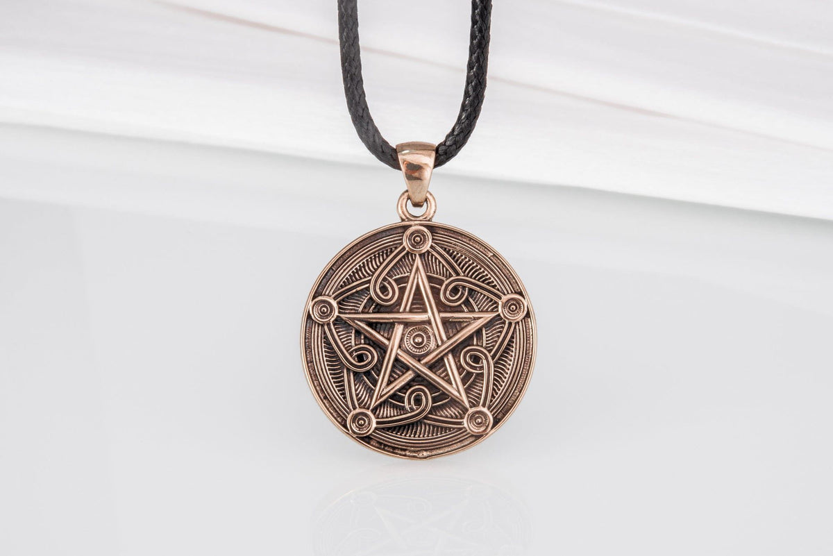 Pentagram Symbol Pendant Bronze Handmade Wicca Jewelry
