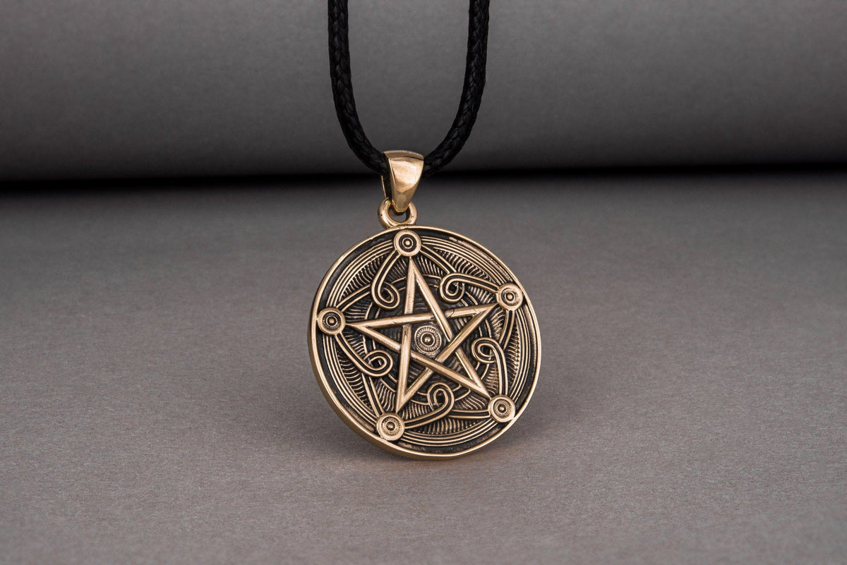 Pentagram Symbol Pendant Bronze Handmade Wicca Jewelry