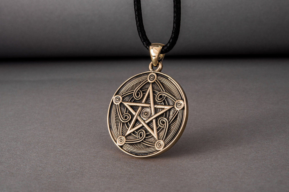 Pentagram Symbol Pendant Bronze Handmade Wicca Jewelry