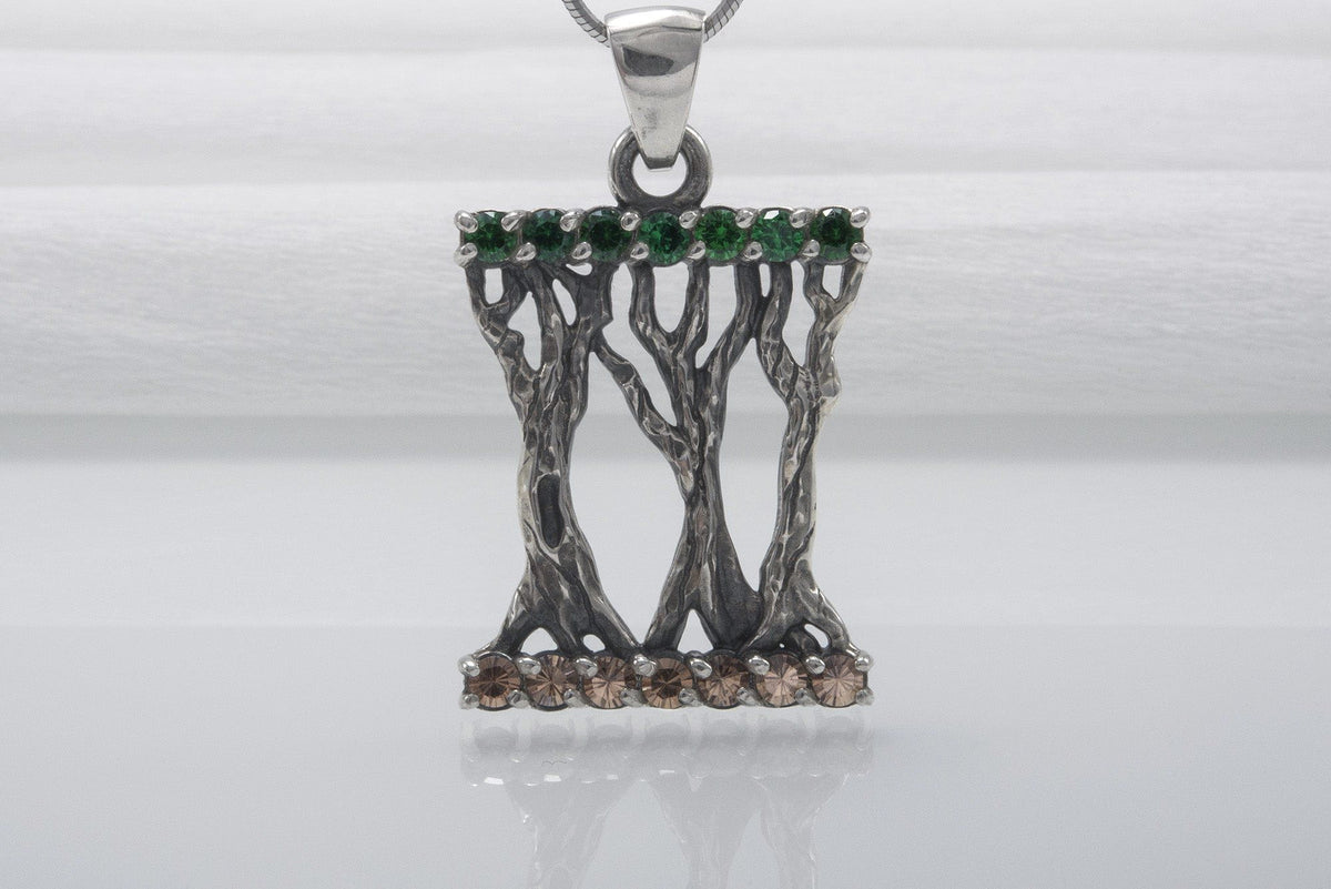Norse 925 Silver Pendant With Yggdrasil Tree And Gems, Fashion Handmade Jewelry