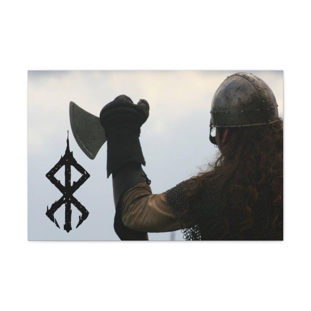 Viking Art on Canvas - Viking with &quot;Strength&quot; Rune