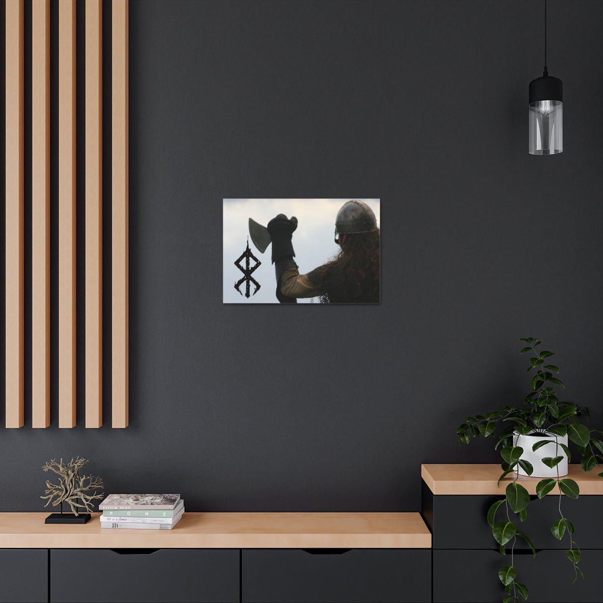Viking Art on Canvas - Viking with &quot;Strength&quot; Rune