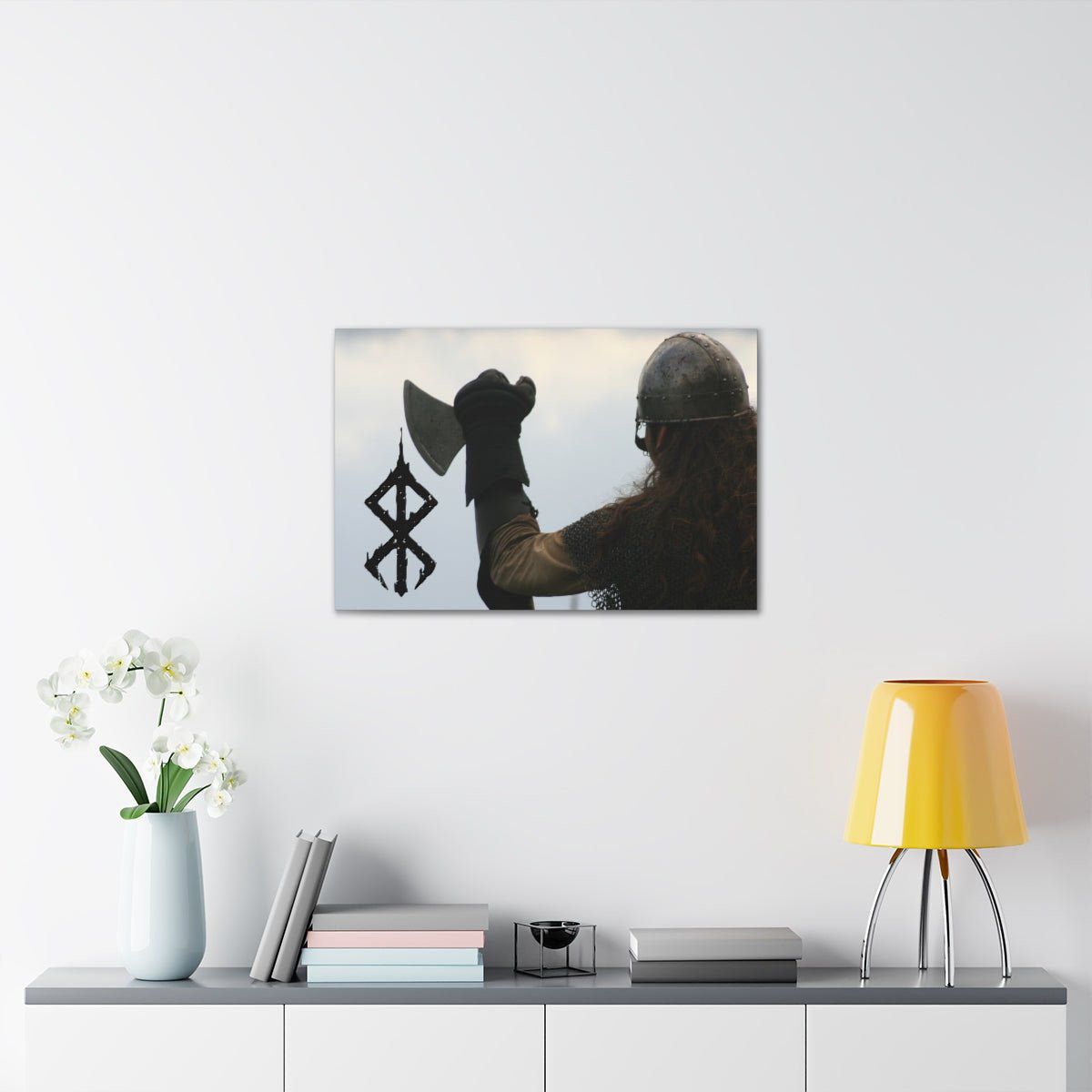 Viking Art on Canvas - Viking with &quot;Strength&quot; Rune