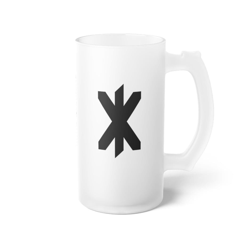 Viking Strength Rune Frosted Glass Beer Mug