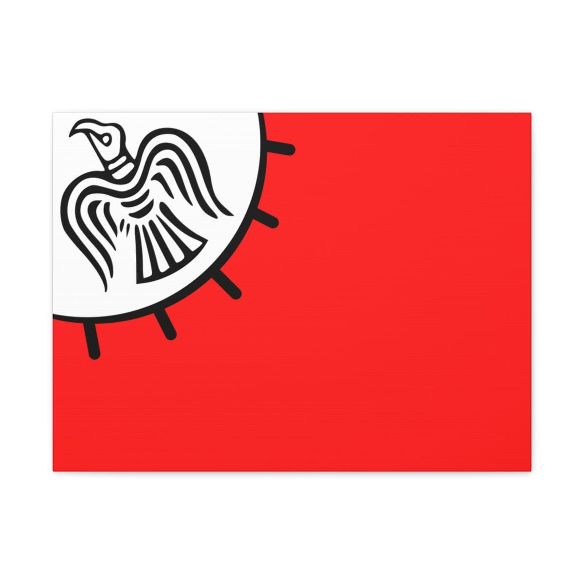 Viking Art on Canvas - Odin&#39;s Raven on White background on Red Banner