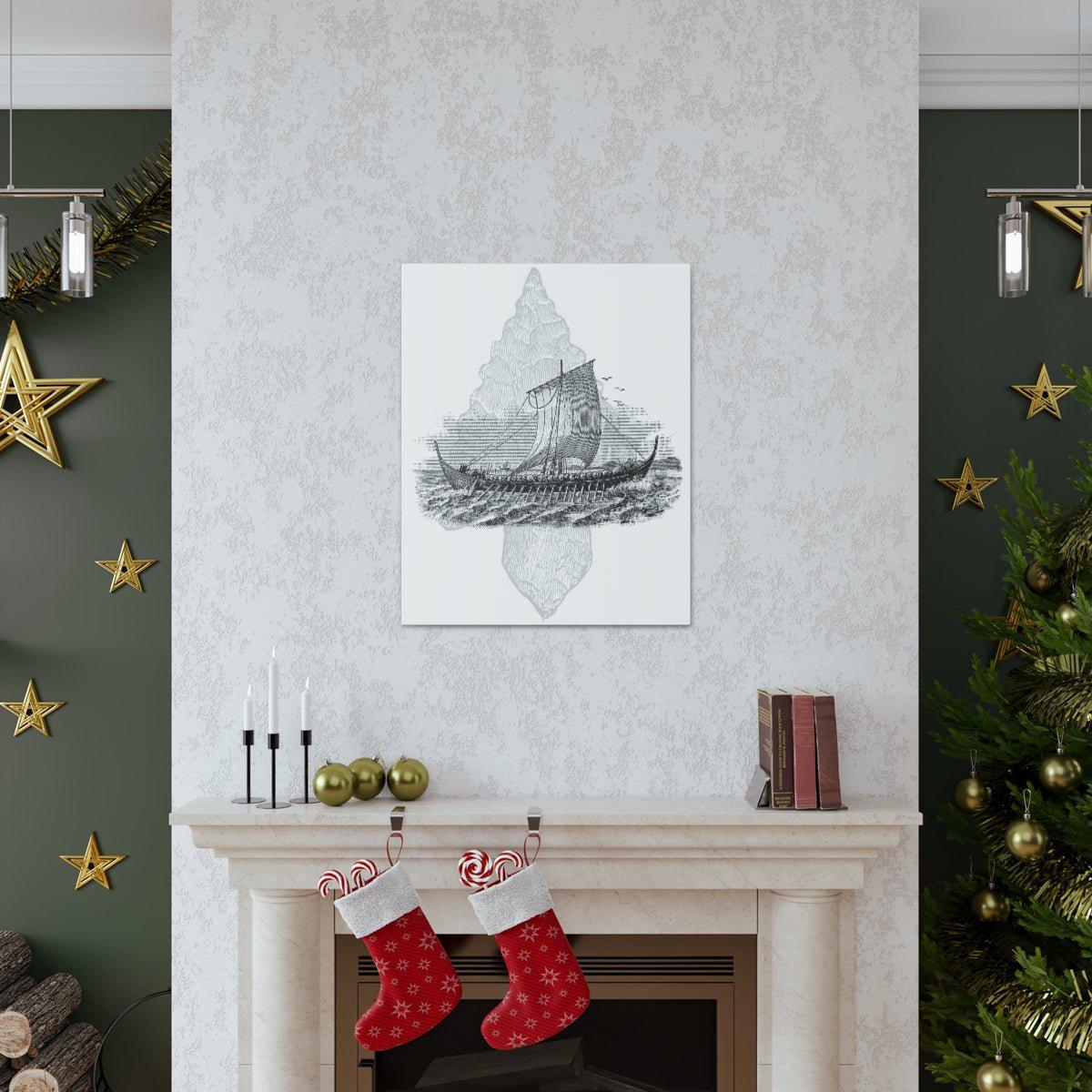 Viking Drakkar Minimalist Scandinavian Canvas - Ready to Hang - Viking Wall Art