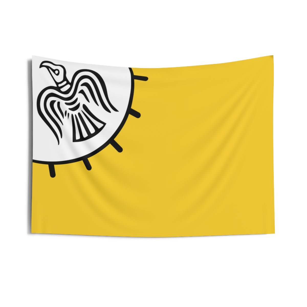 Viking Banner - Black Raven on White background on Yellow Banner
